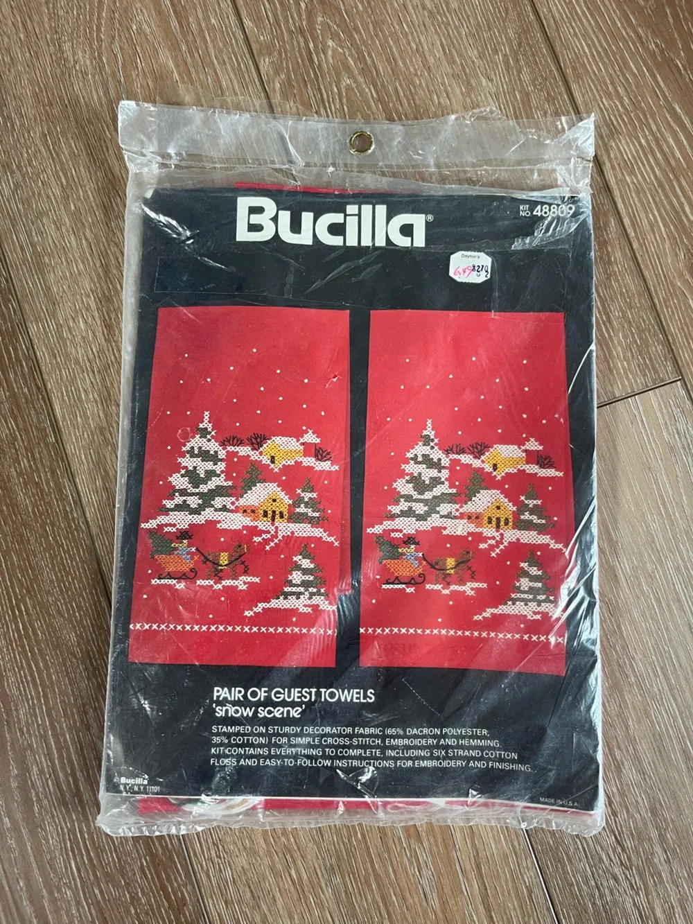 Bucilla Christmas Snow Scene Pair of Guest Towels Cross Stitch Craft Kit